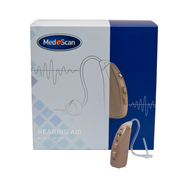 BTE Behind the Ear Hearing Aid - Product and Box