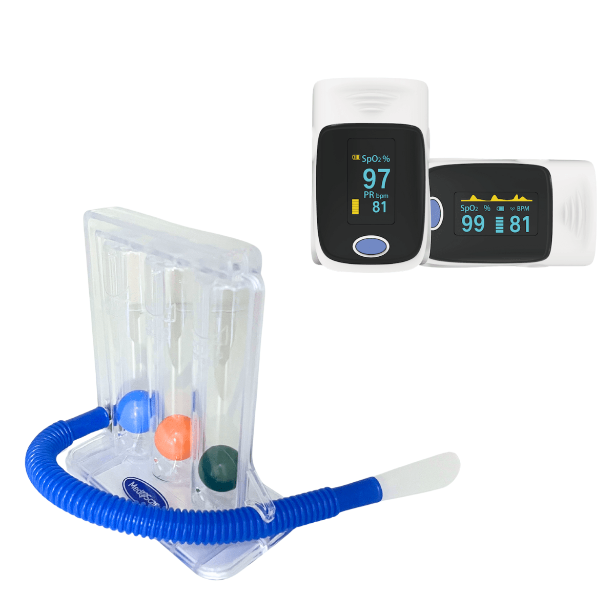 O2 Spirometer Oximeter + RespiraFit Spirometer Bundle - $24.99 Off RRP – MedeScan
