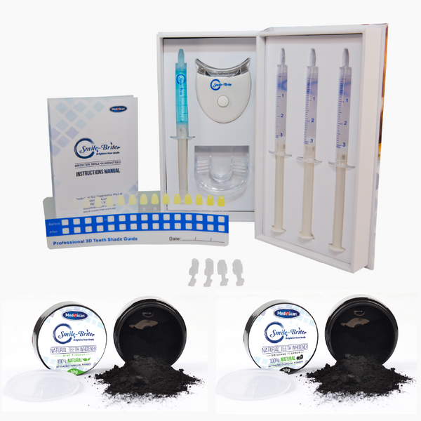 Smile-Bright Teeth Whitening System With Bonus Charcoal Powders